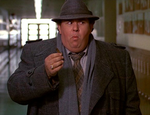 Realising that he perhaps shouldn’t be smoking in school, during Uncle Buck.